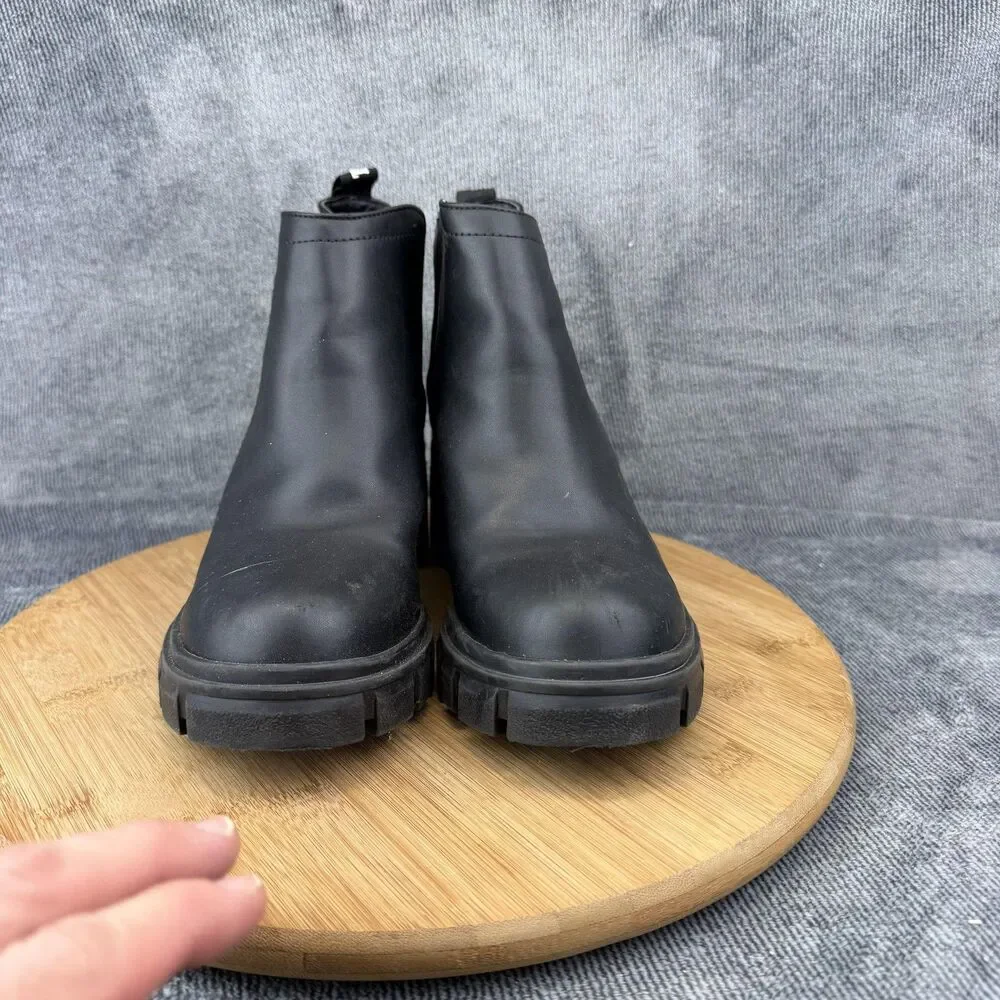 True Religion Boots Womens Size 7.5 Black Chelsea Ankle Lug Sole Block Heel - Picture 2 of 11